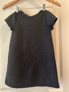 Okaidi girls Textured minimalist A-Line Dress short sleeve one button closure 6